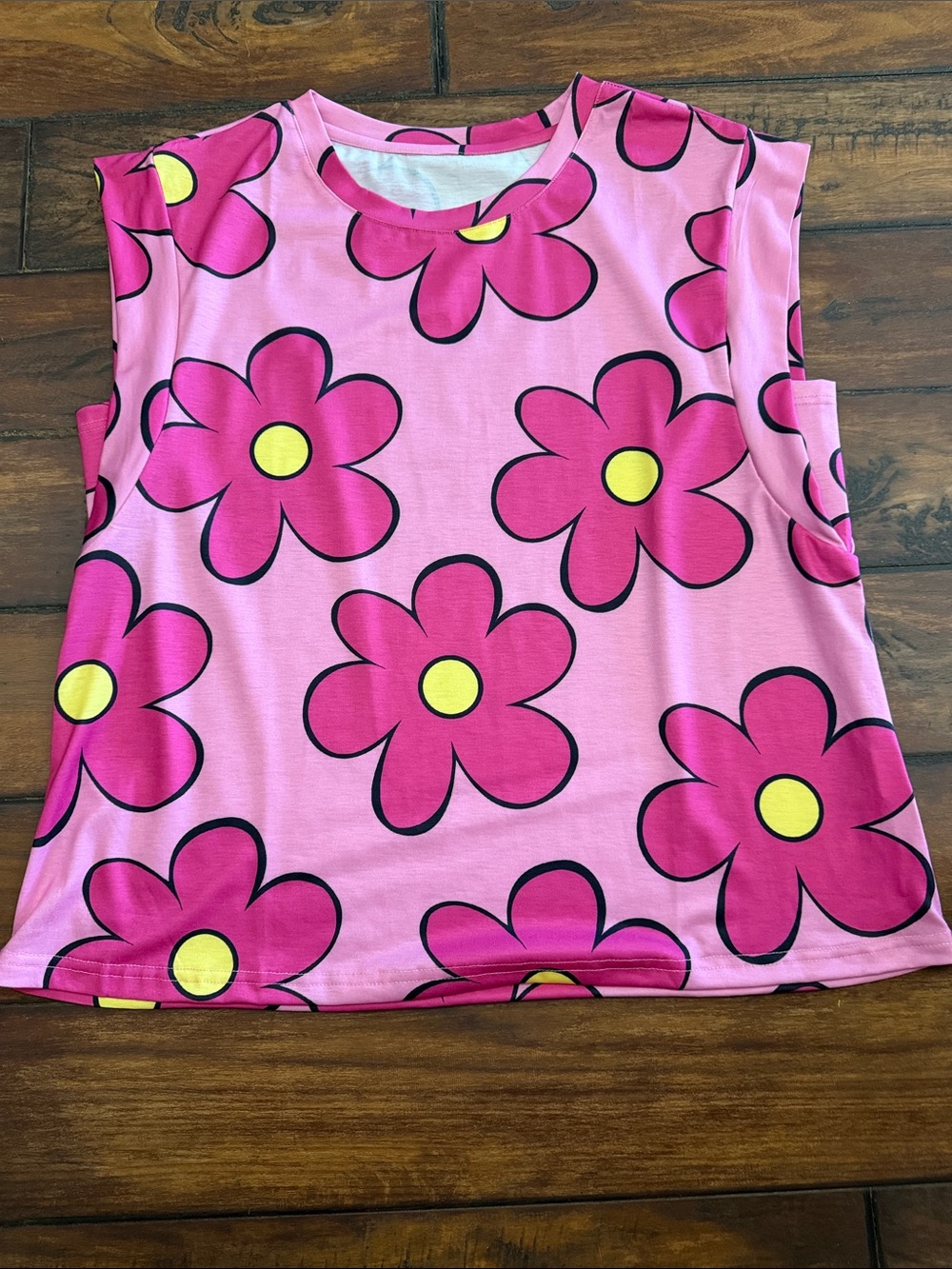 Pink Floral Graphic Sleeveless Top